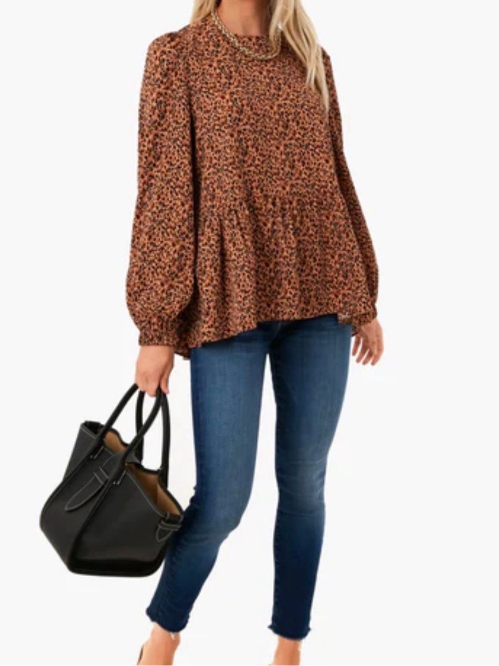 Tuckernuck Pomander Place Leopard Carlota Peplum Blouse Large - Picture 3 of 14